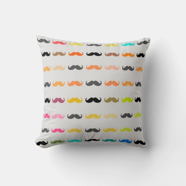 Funny Girly Moustache Throw Pillow (Front)