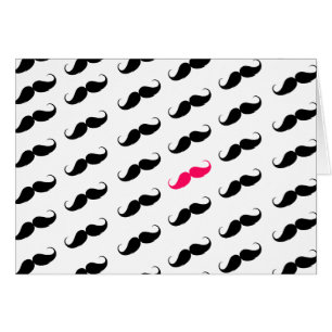 Funny Girly Pink And Black Moustache Pattern