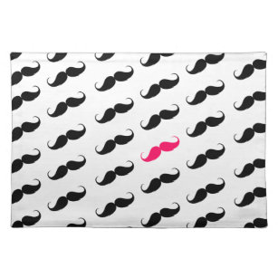 Funny Girly Pink  And Black Moustache Pattern Placemat