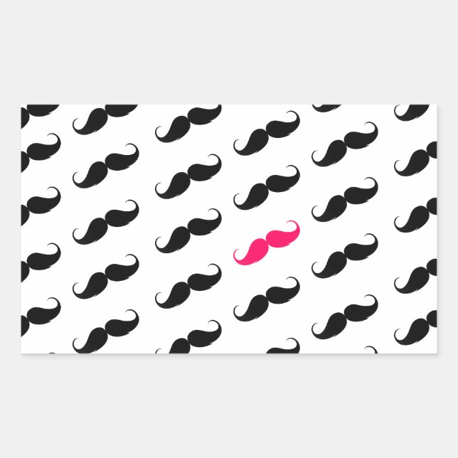 Funny Girly Pink  And Black Moustache Pattern Sticker (Front)