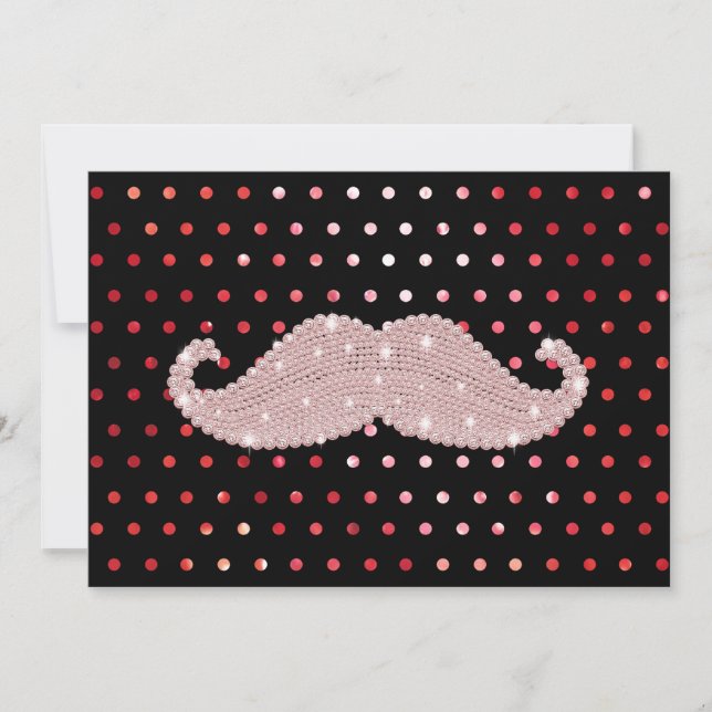 Funny Girly Pink Bling Moustache Polka Dots Patter (Front)
