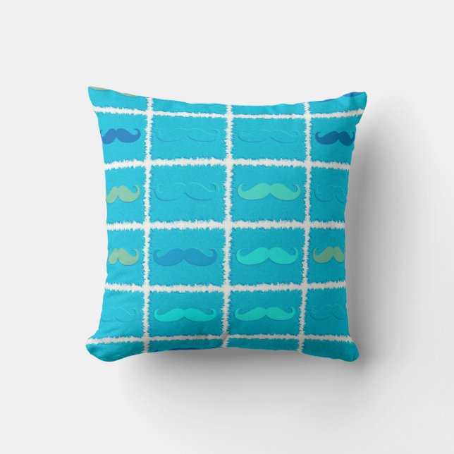 Funny Girly Purple Moustache Throw Pillow (Front)