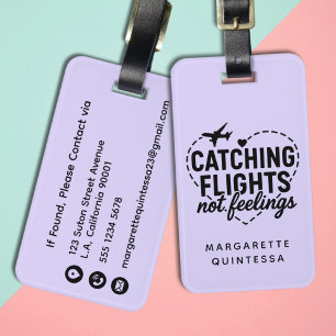 Funny Girly Travel Purple Vacation Airplane Humor  Luggage Tag