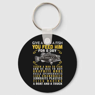 Funny Give A Man A Fish Fisherman Quote Fishing Lo Keychain