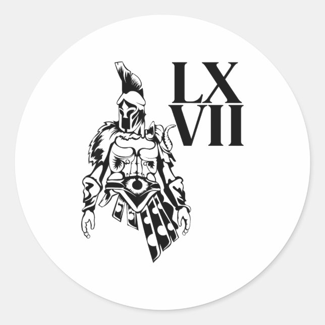 Funny Gladiator 67 Meme Roman Numerals Lxvii Viral Classic Round Sticker (Front)