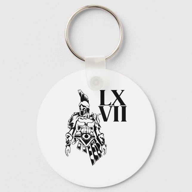 Funny Gladiator 67 Meme Roman Numerals Lxvii Viral Keychain (Front)