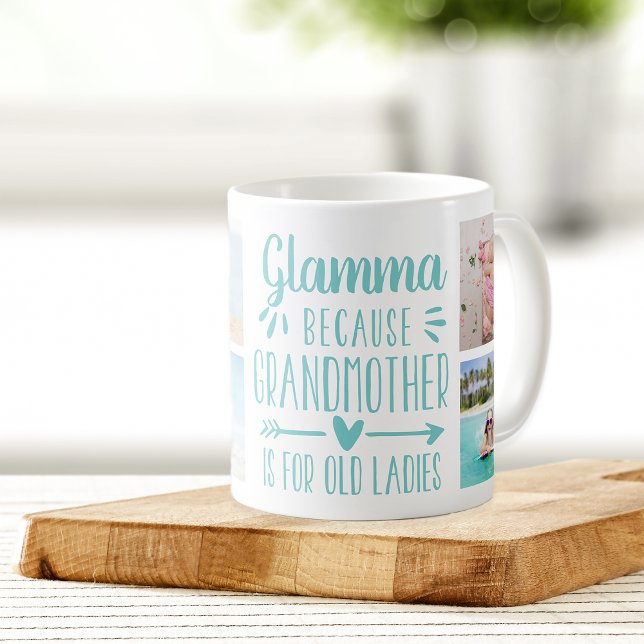 Funny Glamma Grandchildren Names & Photo Collage Coffee Mug (Creator Uploaded)