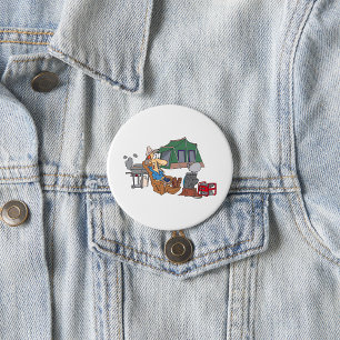 Funny Glamping Cartoon Luxury Camping  3 Inch Round Button