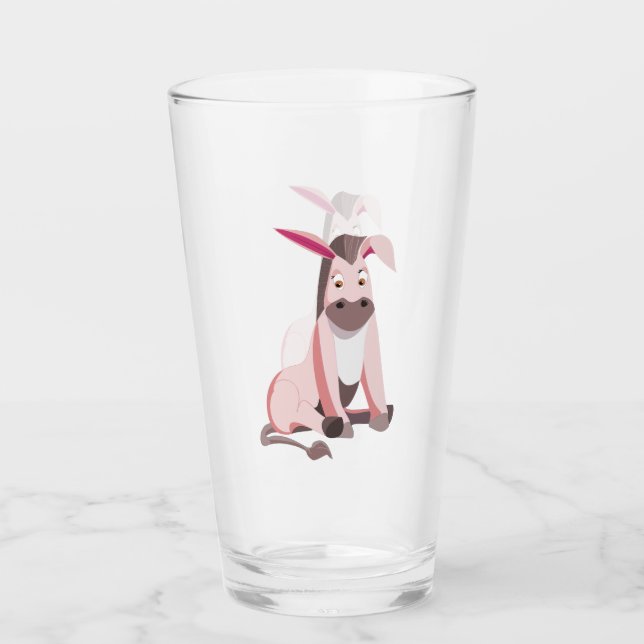 Funny Glass with Pink Donkey (Front)