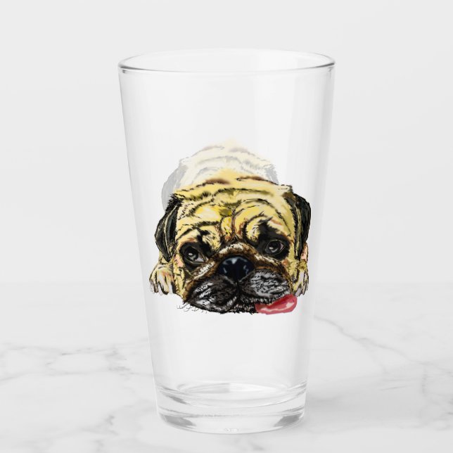 Funny Glass with Pug Dog (Front)