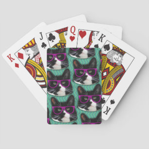 Funny Glasses Tuxedo Cat Cool Epic Pattern Playing Cards