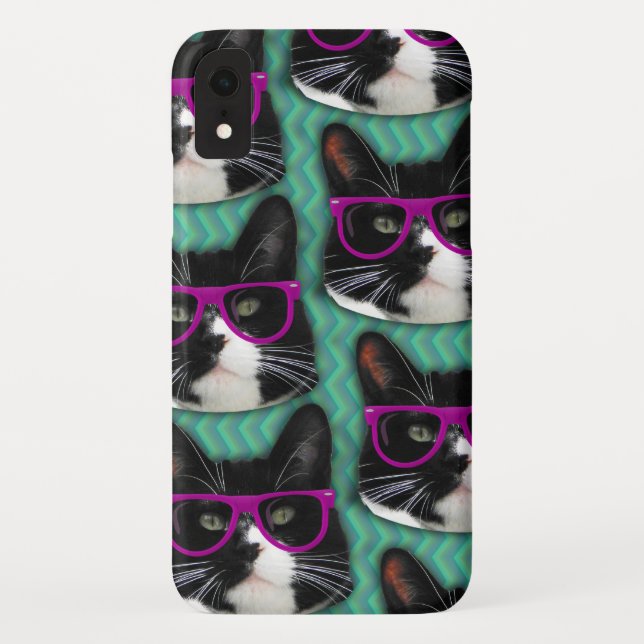 Funny Glasses Tuxedo Cat Epic Fun Pattern Case-Mate iPhone Case (Back)