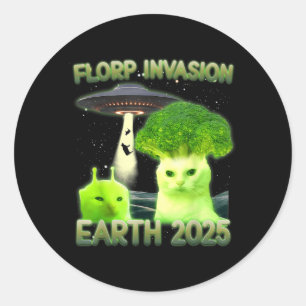 Funny Glerp Glorp Funny Alien Cat Meme Vintage  Classic Round Sticker