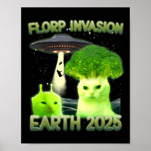 Funny Glerp Glorp Funny Alien Cat Meme Vintage  Poster