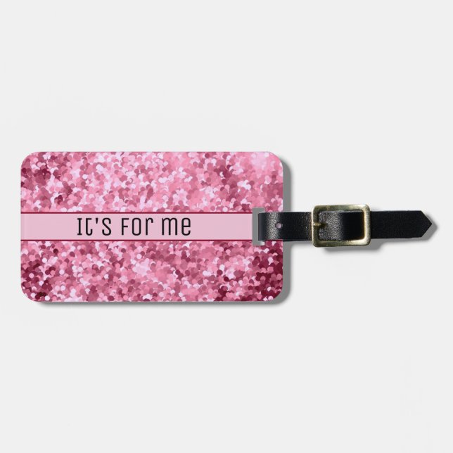 Funny glitter rose gold luggage tag (Front Horizontal)