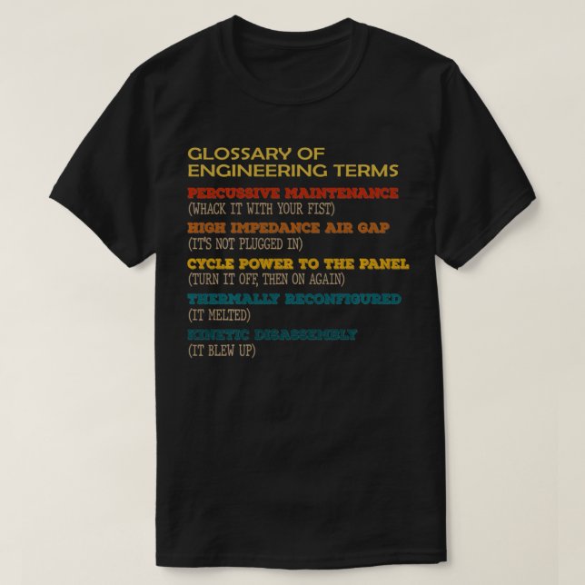 Funny Glossary of Engineering Terms  Costume  T-Shirt (Design Front)