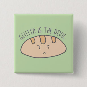 Funny Gluten is the Devil Gluten Free 2 Inch Square Button
