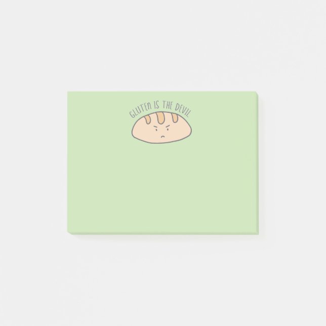 Funny Gluten is the Devil Light Green Post-it Notes (Front)