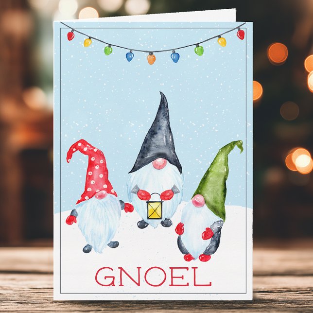 Funny Gnoel Gnomes de Noël Carte de vacances (Silly gnomes Gnoel Christmas Card)