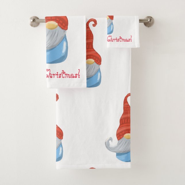Funny gnome  bath towel set (Insitu)