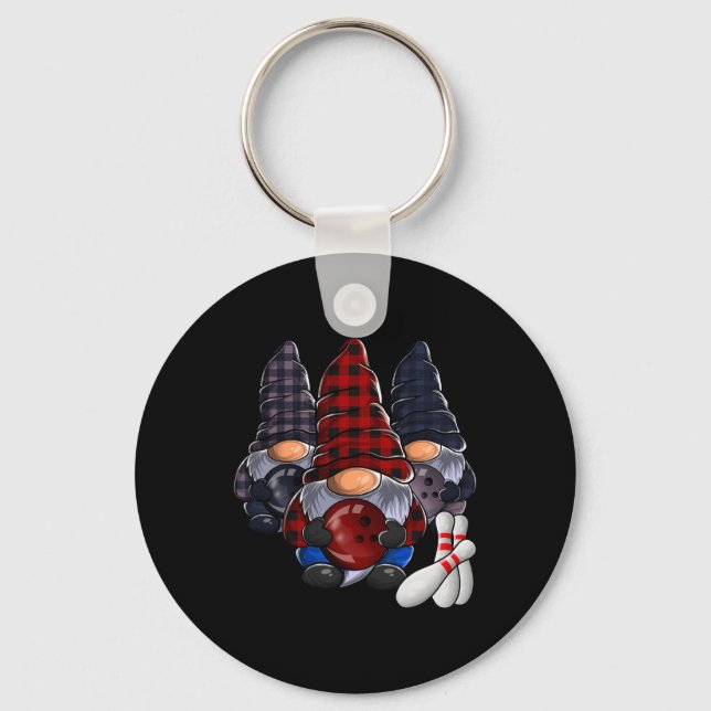 Funny Gnome Bowling  Keychain (Front)