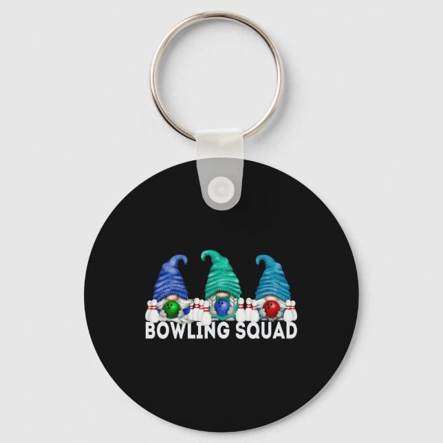 Funny Gnome Bowling Squad For Family Cute Bowling  Keychain (Front)