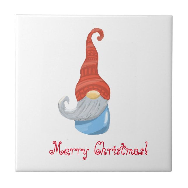 Funny Gnome Ceramic Tile – Quirky Garden Gnome  (Front)