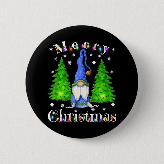Funny Gnome Christmas Garden Gnome Merry 2 Inch Round Button (Front)