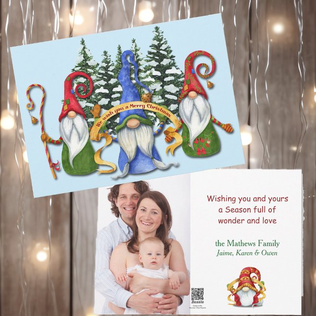 Funny Gnome Christmas Wishes Holiday Card (Creator Uploaded)
