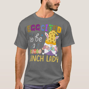 Funny Gnome Eggcited To Be Lunch Lady Bunny Easter T-Shirt