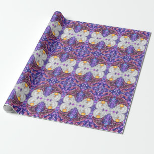 Funny Gnome In Purple Hat Sings A Christmas Song Wrapping Paper