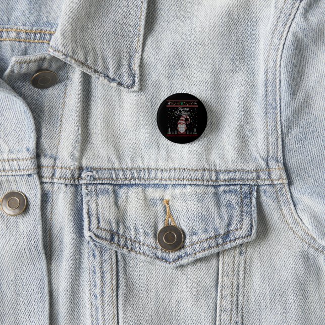 Funny Gnome Merry Christmas 1 Inch Round Button (In Situ)