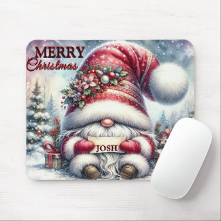 Funny Gnome Merry Christmas Gnome/Personalized Mouse Pad