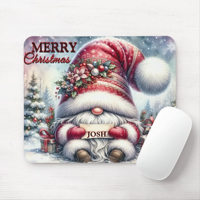 Funny Gnome Merry Christmas Gnome/Personalized Mouse Pad (With Mouse)