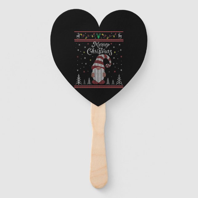 Funny Gnome Merry Christmas Hand Fan (Front)
