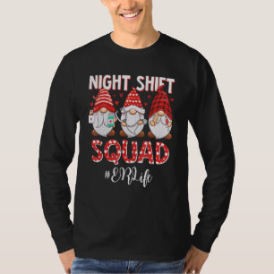 Funny Gnome Night Shift Squad Er Nurse Valentines T-Shirt