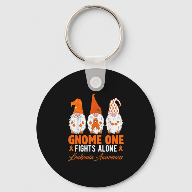 Funny gnome one fights alone leukaemia awareness keychain (Front)