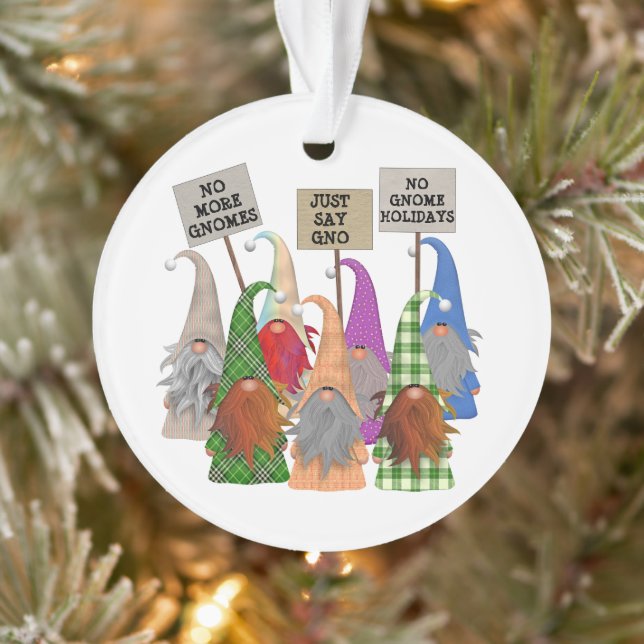 Funny Gnome Protest Christmas Ornament (Tree)