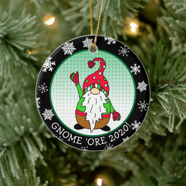 Funny Gnome Pun Christmas Ceramic Ornament (Tree)