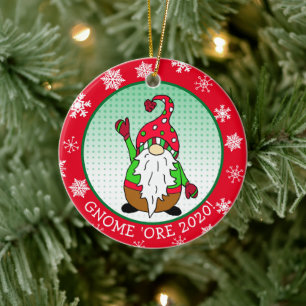 Funny Gnome Pun Christmas Ceramic Ornament