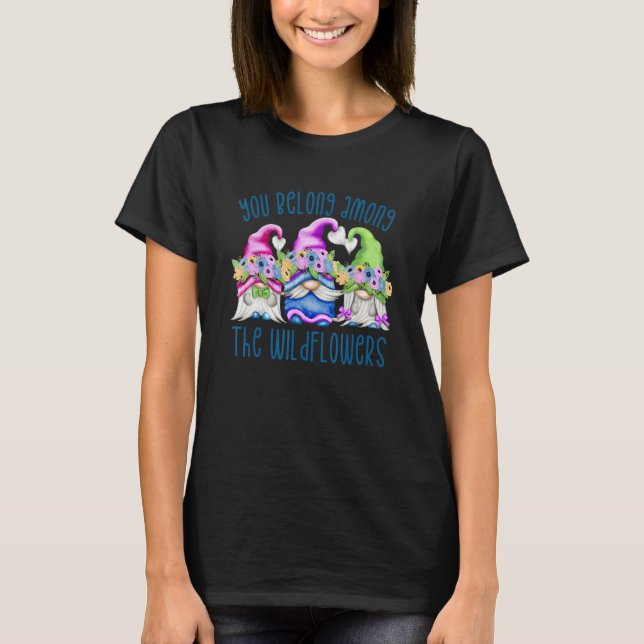 Funny Gnome Wildflowers For Women And Mom Cute Flo T-Shirt (Front)
