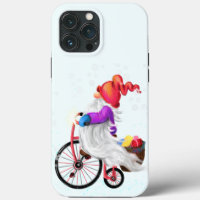 Funny Gnome with Bike and Gifts - Christmas
