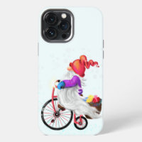 Funny Gnome with Bike and Gifts - Christmas