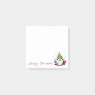 Funny Gnome with Christmas Tree Hat and Gift Post-it Notes