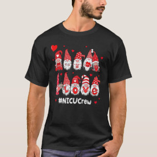 Funny Gnome With Hearts Nicu Crew Valentine S Day T-Shirt