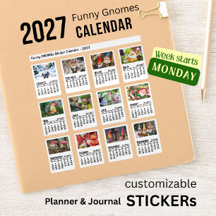 Funny Gnomes 2027 Custom Photo Calendar - Monday