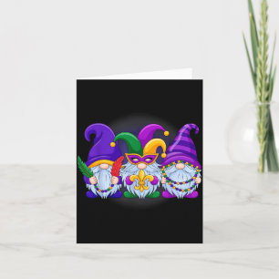 Funny Gnomes Carnival Beads Party Mardi Gras For W Card