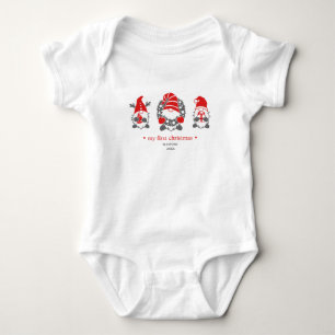 Funny Gnomes   First Christmas Holiday Keepsake Baby Bodysuit
