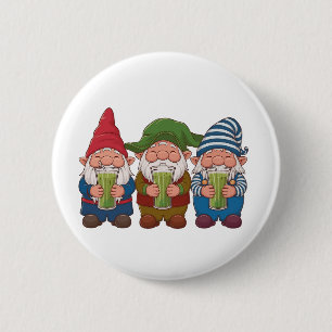 Funny Gnomes Holding a Matcha Drink Magical 2 Inch Round Button