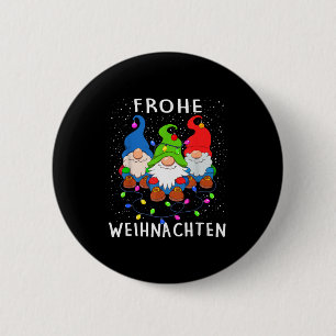 Funny Gnomes Merry Christmas Frohe Weihnachten 2 Inch Round Button